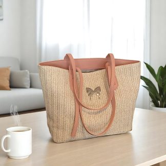 Fashionable commuter rattan tote bag